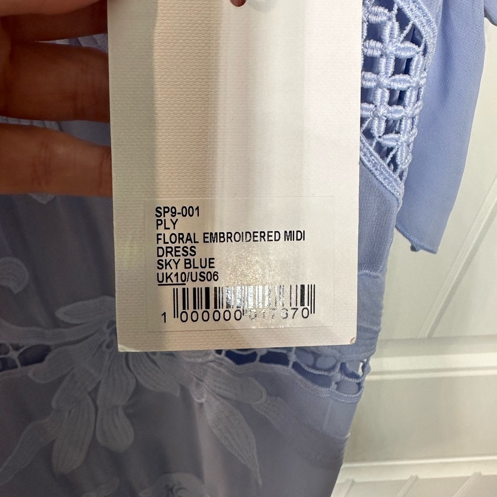 SELF-PORTRAIT Blue Floral Embroidered Midi Dress - Picture 9 of 16